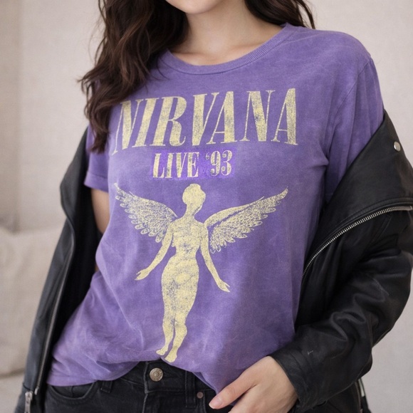 NIRVANA Tops - Nirvana Purple In Utero Tour ’93 Graphic Tee Size L Band Shirt Cotton NWOT